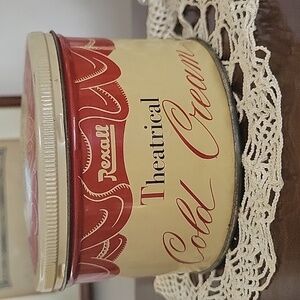Antique 50s Rexall Theatrical Cold Cream Tin with Contents Original USA Made